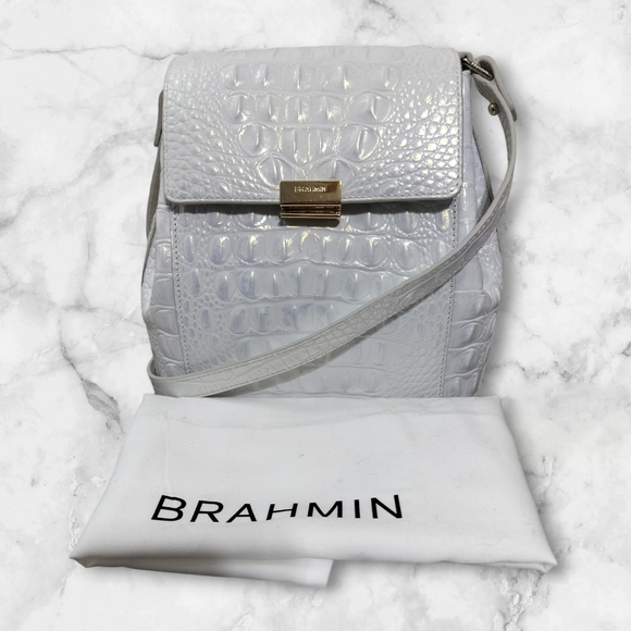 Brahmin Handbags - 2104) Brahmin White Margo Multi-Textured Leather Crossbody Bag. Like New